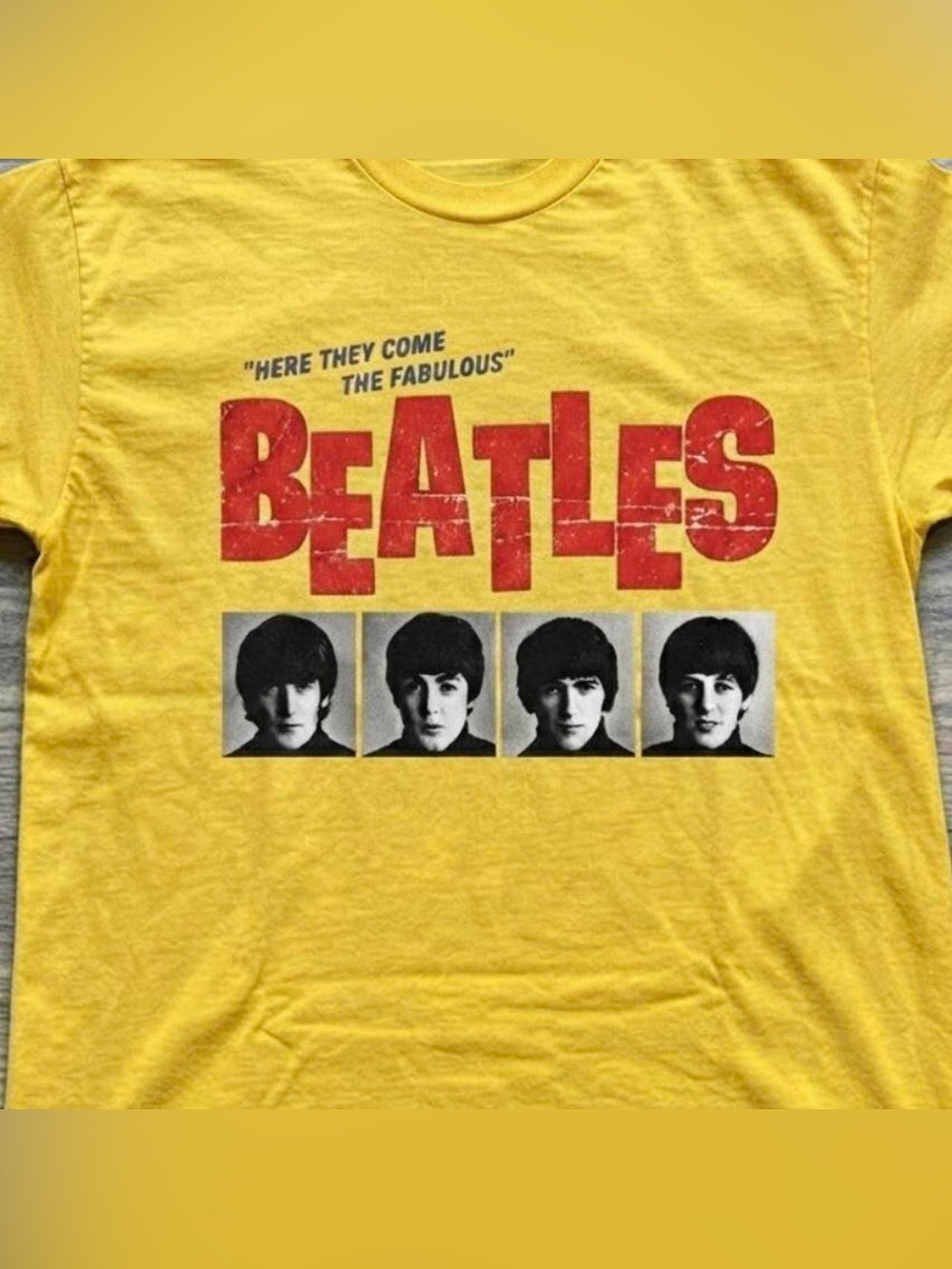 The Beatles 'Here They Come The Fabulous' Yellow Graphic Tee - Picture 2 of 2